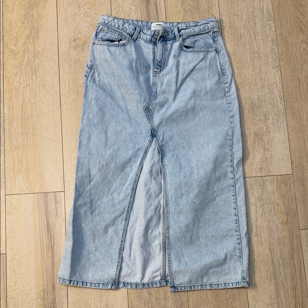 Cotton On Bailey Light Blue Denim Maxi Skirt Size 8